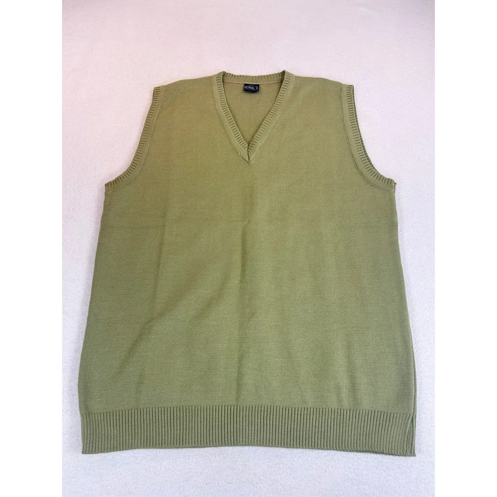 Ronal's Sweater Vest Mens L Green Grandpacore